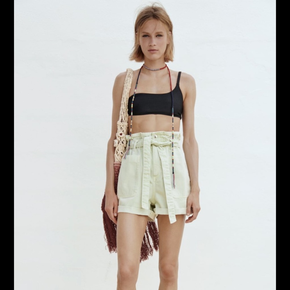 🌷2/$60 NWT ZARA Baggy paper bag shorts with belt